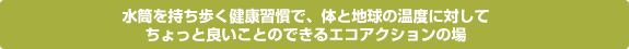 水筒を持ち歩く健康習慣で、体と地球の温度に対してちょっと良いことのできるエコアクションの場